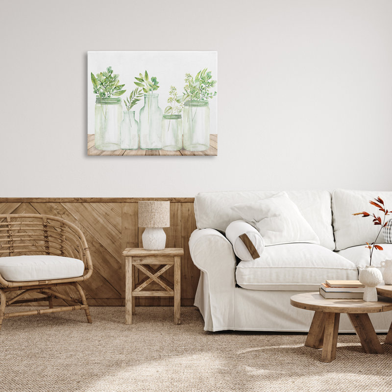 «Varied Herb Plant Arrangement», peinture sur toile, Toile tendue, H 30 po x l 40 po x P 1,5 po