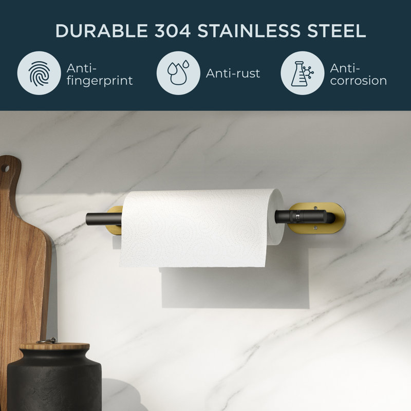 Black and Gold Stainless Steel Wall-Mounted Paper Towel Holder