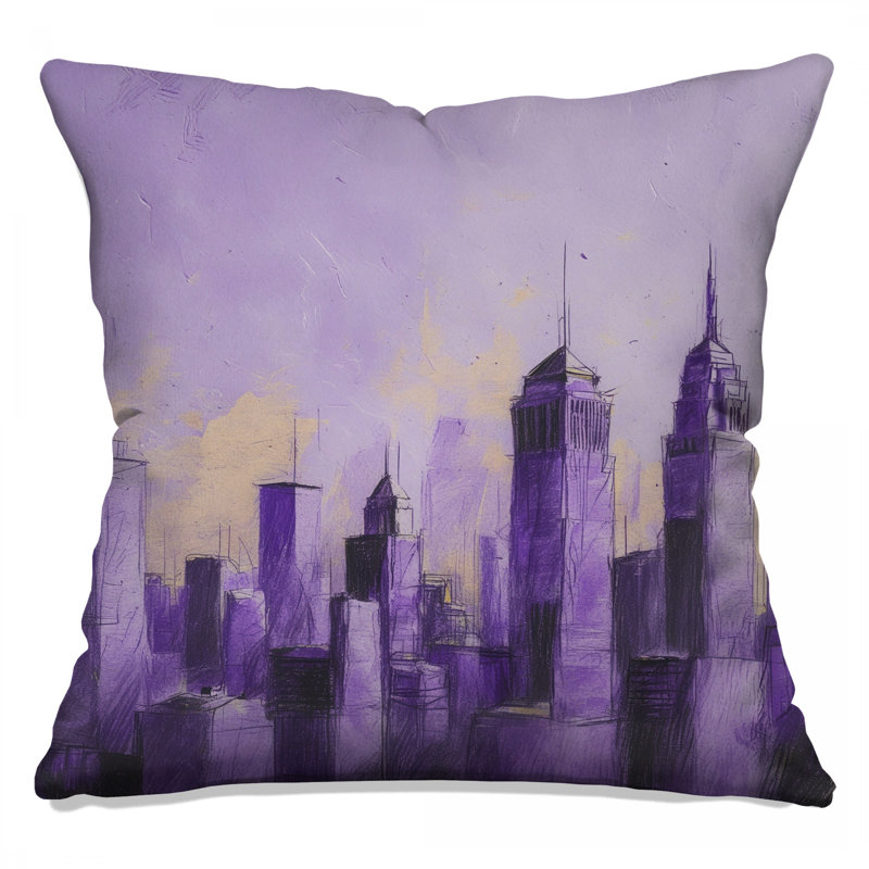 Coussins décoratifs mauves City Skyline, 20 x 20 pouces