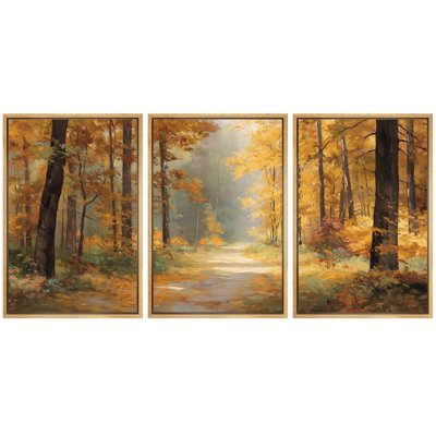 «Autumn Forest Path», art du couloir, art mural, impression sur toile encadrée, 2 pièces - 16 po x 24 po x 2 pièces, 24 po x 36 po x 2 pièces