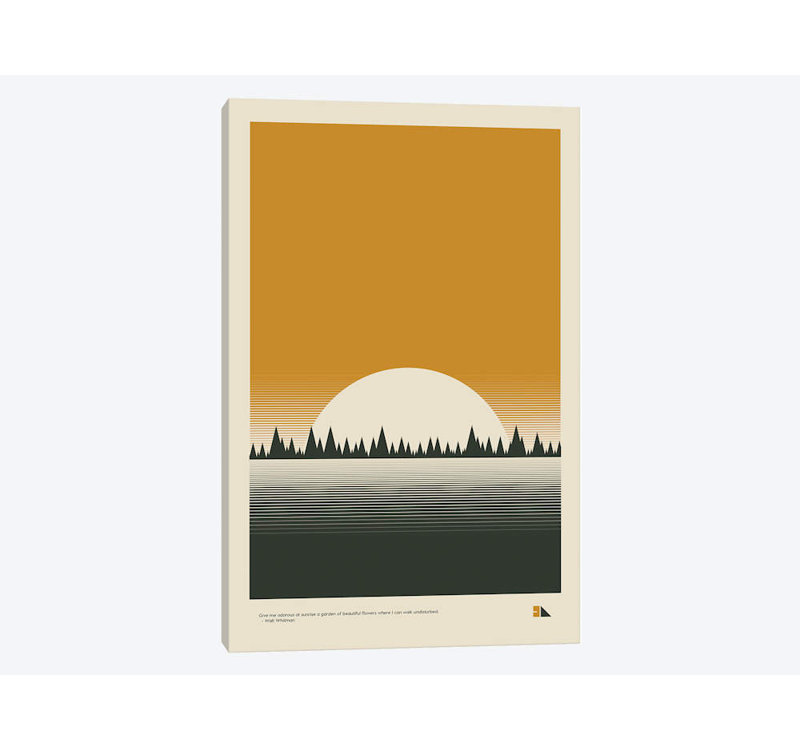 « coucher de soleil » par 2046 design, reproduction d’impression sur toile tendue, H 12 po x l 8 po x P 0,75 po, Toile tendue