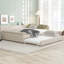 Grand lit tapissier avec gigogne simple, structure en lin beige-1807762586