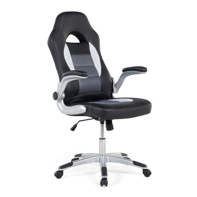 Brayden Studio Vernice Adjustable Ergonomic Faux Leather PC & Racing Game Chair in Black/Grey/White