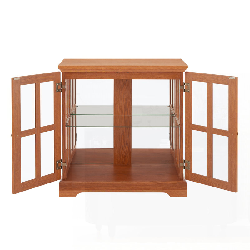 Grande armoire d'appoint avec porte en verre, Chêne foncé