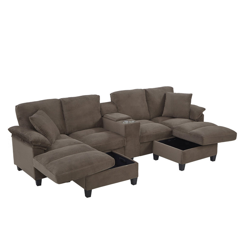 Canapé rembourré 116,9 po, Brun