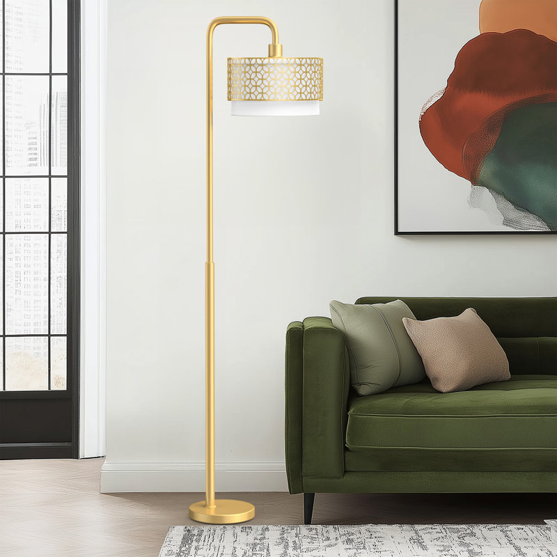 Lampe sur pied moderne en métal 64,1 po pour salon, Or mat