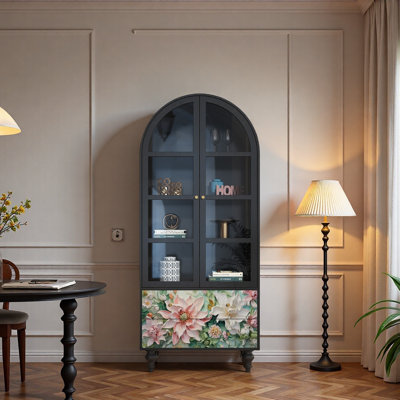 Vitrine en bois massif Floral