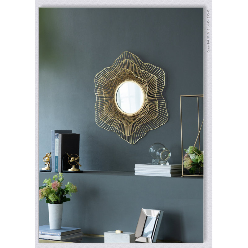 Miroir mural en métal D27 x 2,4 po, décoration murale pour salle de bain