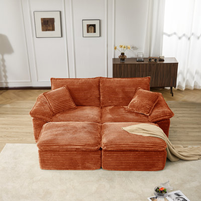 Khalif Oversized Corduroy Chaise Lounge Sofa – No Assembly, Extra-Large Plush Lounge Sleeper Sofa Bed by Mercer41
