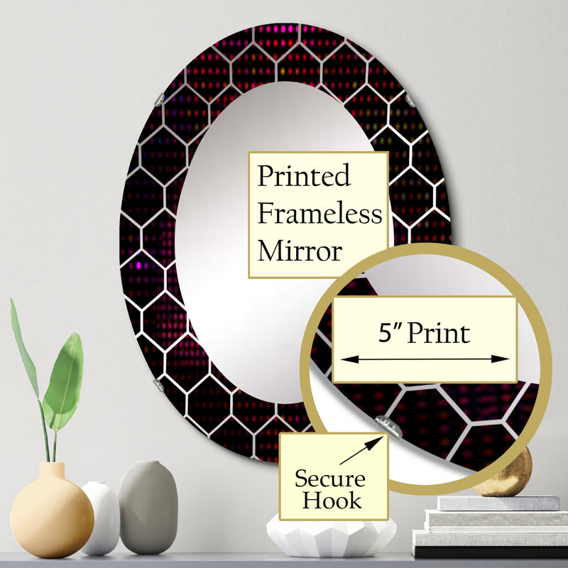 Détail des lèvres roses en forme de Pixel - miroir mural moderne, 30 po x 20 po