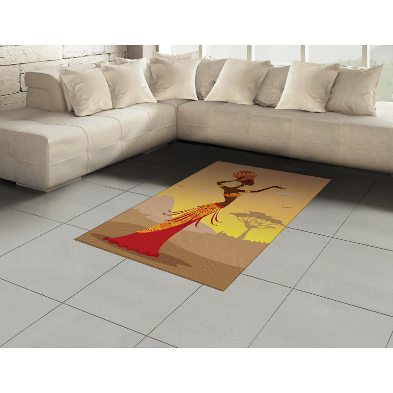 Afro High Density Long Fiber Poly Threads Decorative Area Rug Carpet, Rectangle 4' x 5'8"
