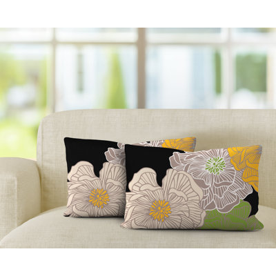 Floral Outdoor Reversible Throw Pillow