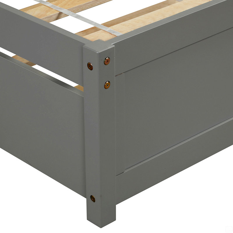 Base de lit simple avec lit gigogne en bois, Gris