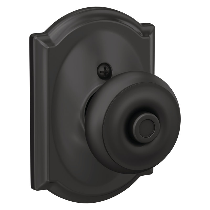 Georgian Privacy Knob with Camelot Trim, Matte Black