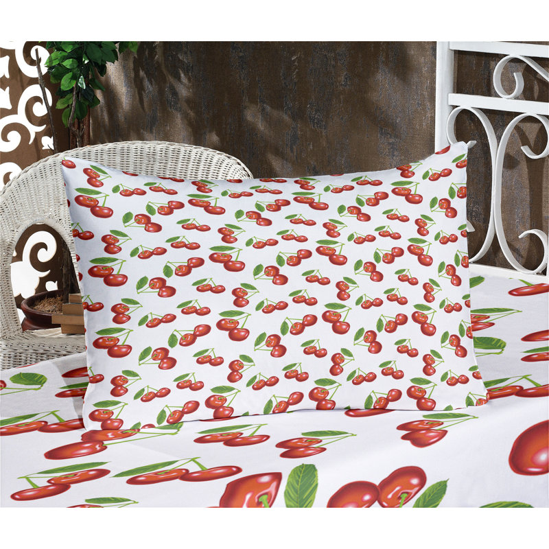 Ensemble de taie décorative à motif de fruits Ambesonne, vert vermillon blanc