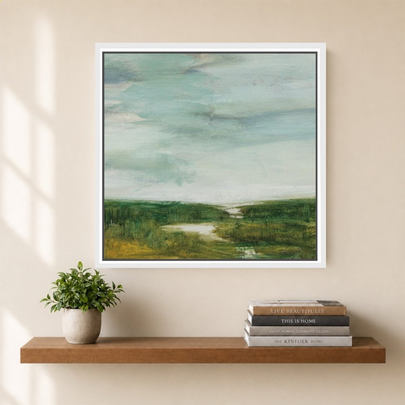 «The Path of Water» par Julia Purinton - Impression sur toile, 40" H x 40" W, White