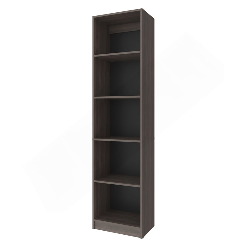 Stained Walnut Bookcase With Open Storage And 5 Shelves, (5 Shelves) 71.7"H x 17.8"W x 11.8"D