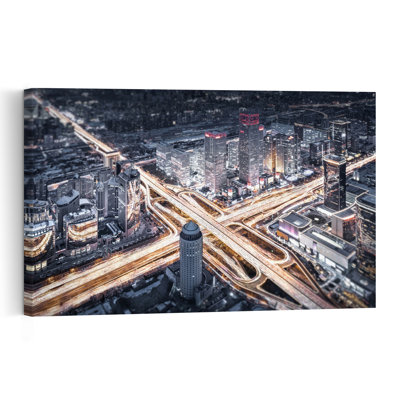 Cityscape Night Lights Modern Abstract Architecture City Wall Art Print
