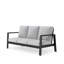 Canapé de patio 75 po 3 places en aluminium toutes saisons avec coussins épais gris clair et structure noire-1393212264