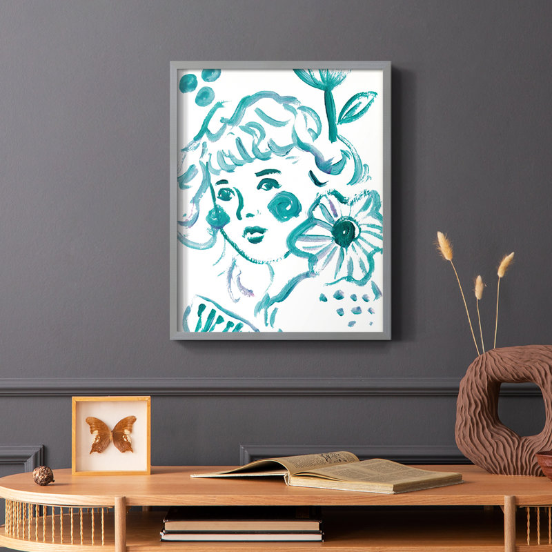 Budding Flower II Framed Print - Solid Wood, Gray, 10" H x 8" W