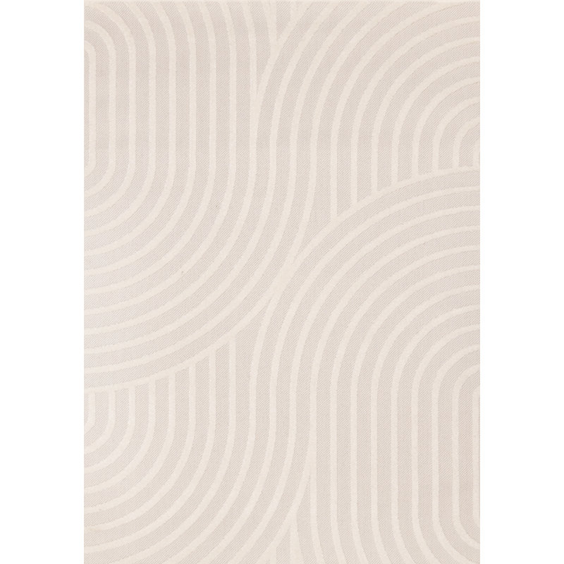 Geometric White Textured Curves Indoor Area Rug, 3'11" x 5'7"