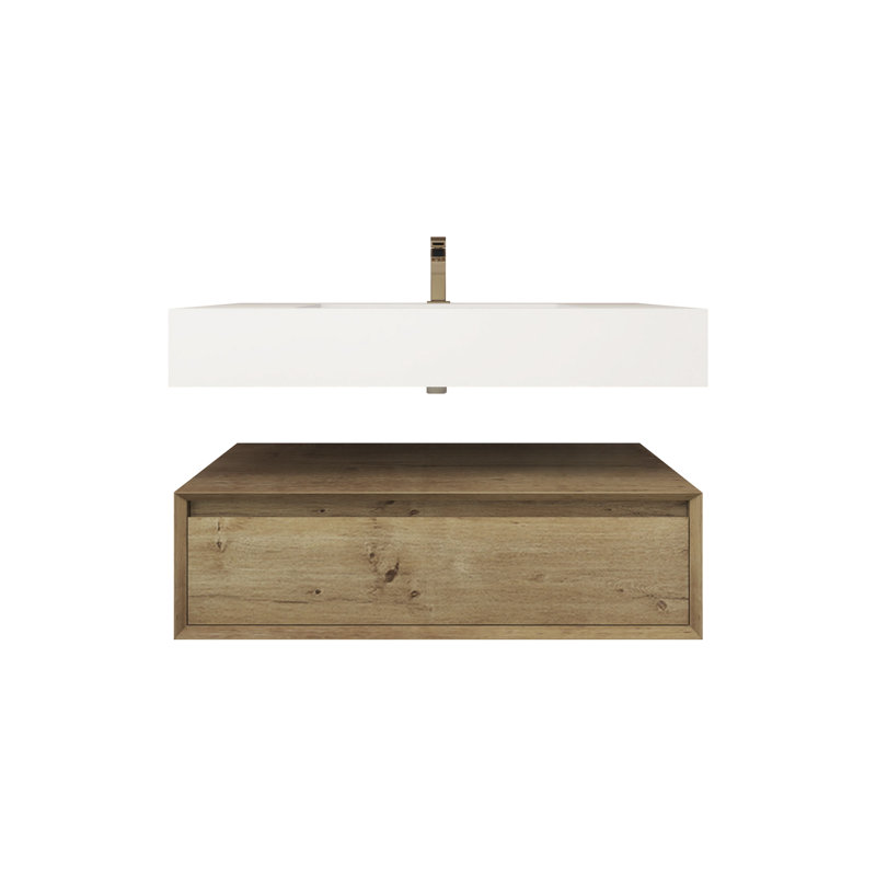 Alysa 36" Wall-Mounted Single Bathroom Vanity Set, Oak
