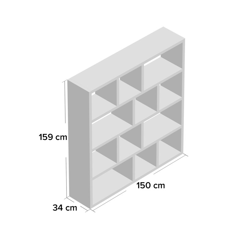 Sighfrith 159cm H x 150cm W Standard Bookcase, Pure White