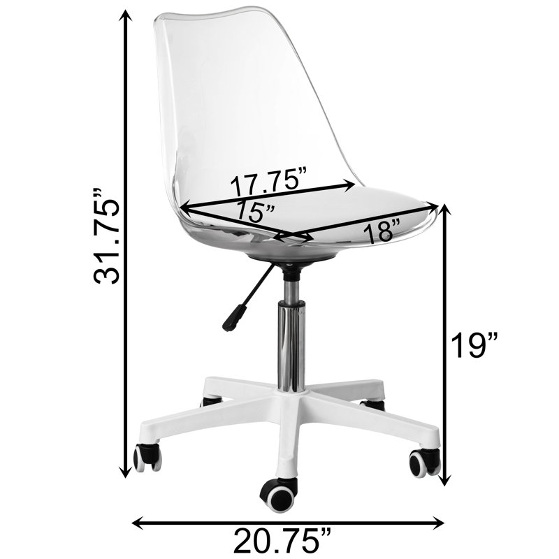 Chaise de bureau en acrylique transparent Hovland