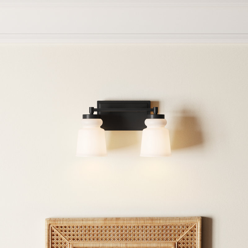 Gulliver 2 Light Milk Dimmable Vanity Light, Matte Black