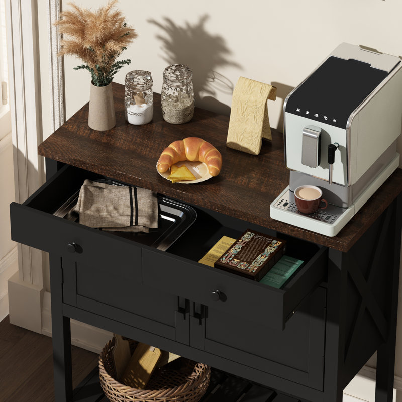 Runette 35.4'' Console Table, Dark Brown/Black