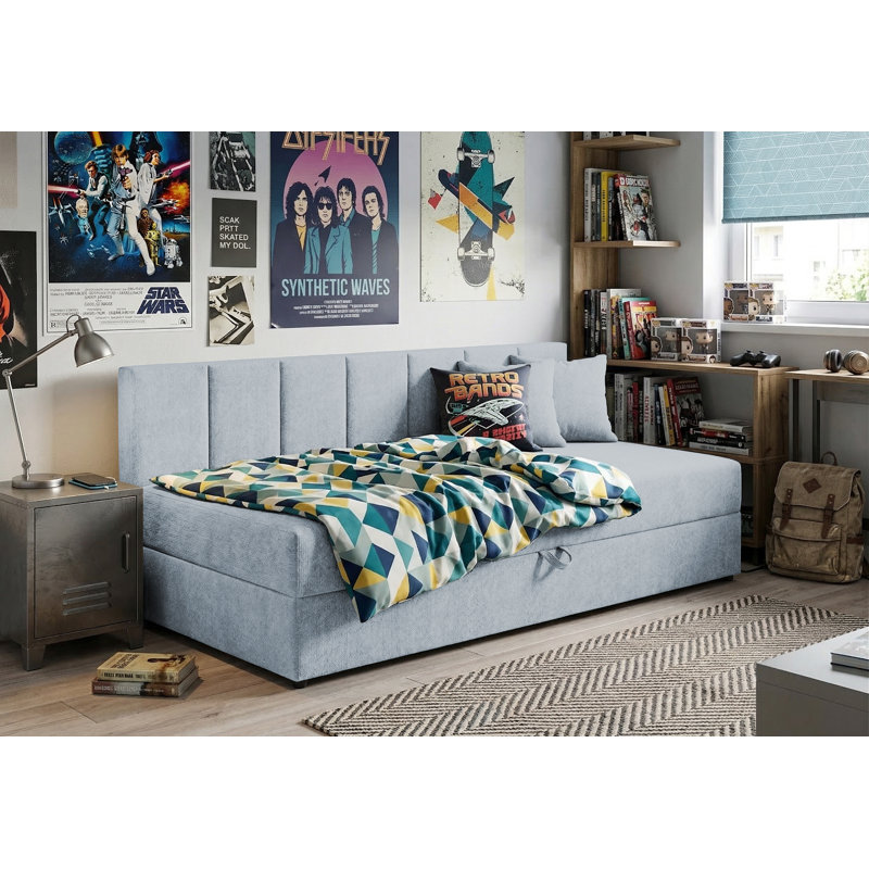 Lenny Upholstered Polyester Daybed, Light Blue