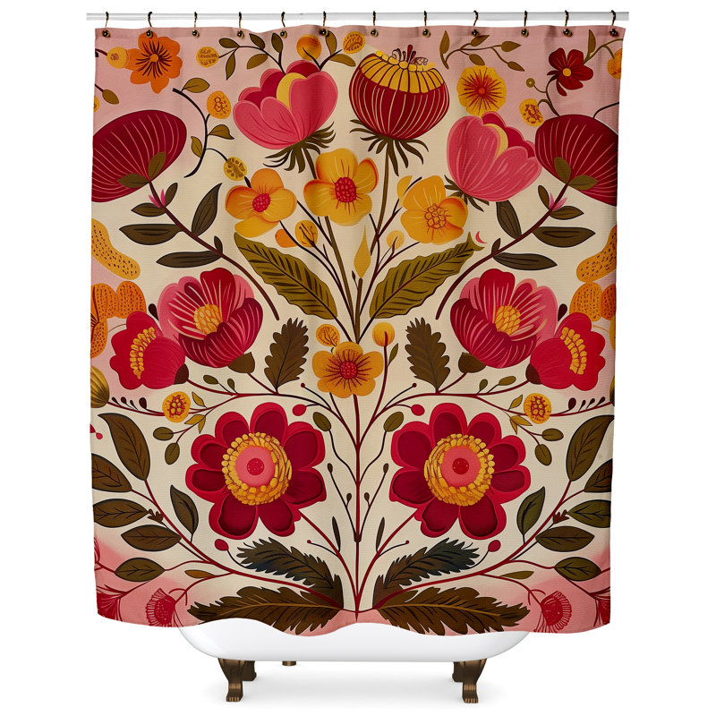 Agnes Folk Maximalist Shower Curtain, 74"H x 71"W
