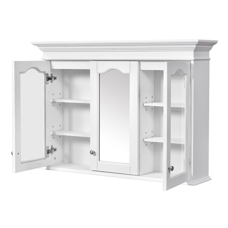 Armoire à pharmacie 40 "avec miroir, armoire de rangement pour salle de bain avec porte miroir et tablettes, armoire de salle de bain murale avec portes en verre