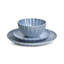Sango Frill 12-Piece Casual Reactive Blue Dinnerware Set - Service For 4, Made Of Durable Stoneware