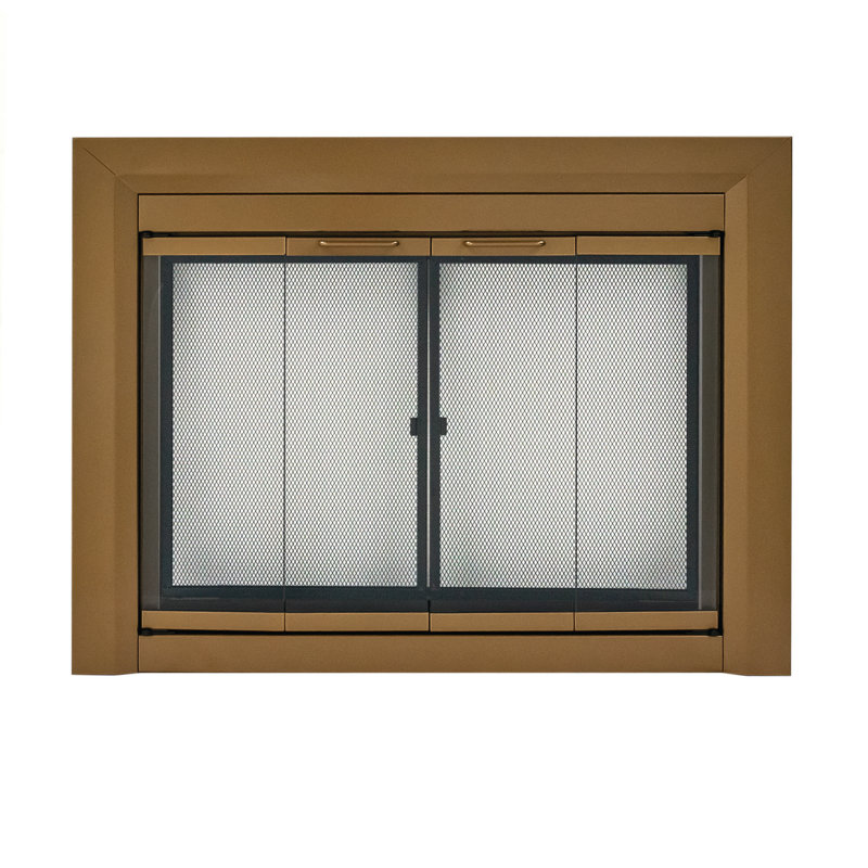 Portes pliantes en acier Abbygayle, H 28 po x l 37,5 po x P 1,85 po, Laiton héritage