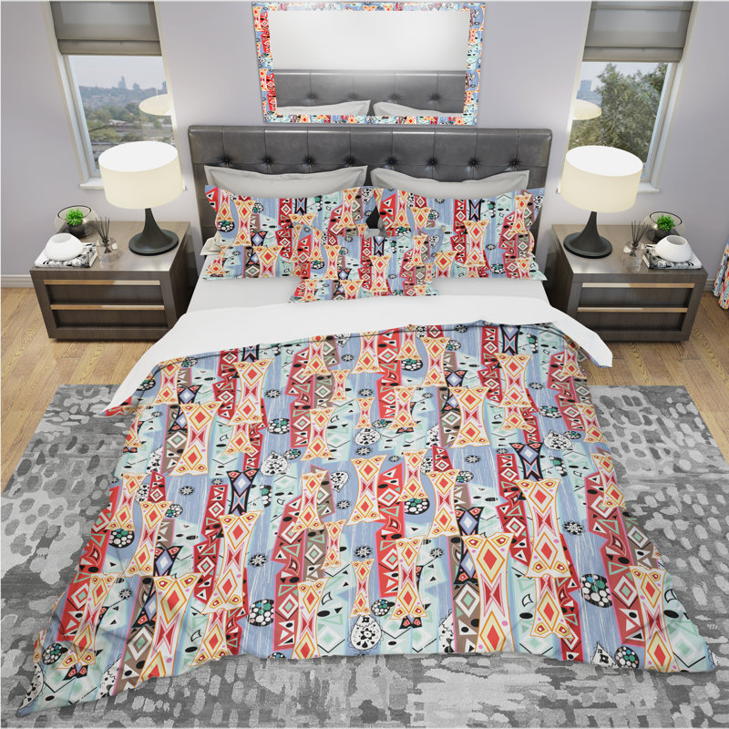 Polyester Geometric Shapes Duvet Cover Set, Twin Duvet Cover + 1 Sham
