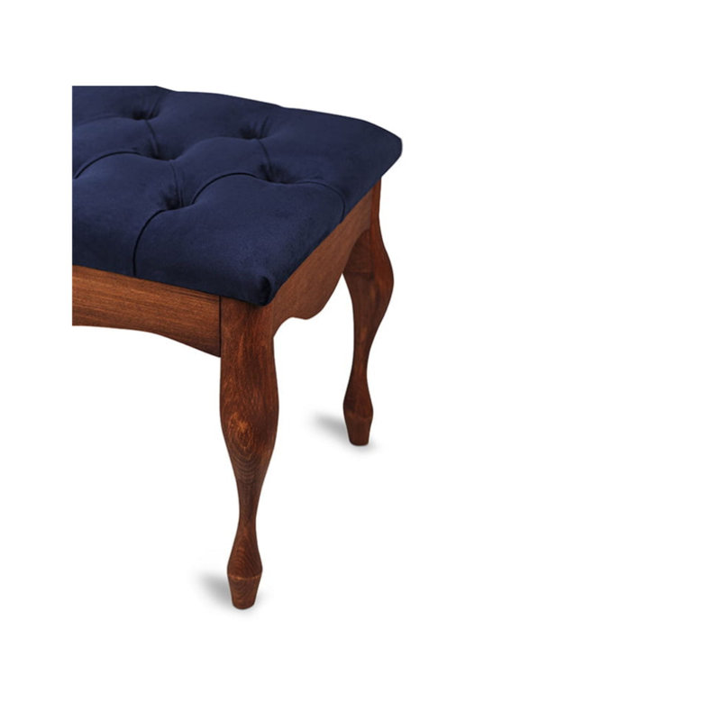 Keeter Velvet Upholstered Bench, H40 x W60 x D40cm, Navy, White