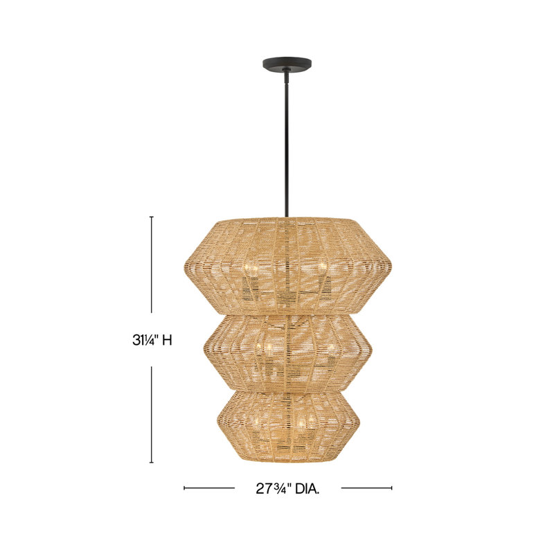 Luca Ten-Light Woven Three-Tier Chandelier by Lisa McDennon, Burnished Gold