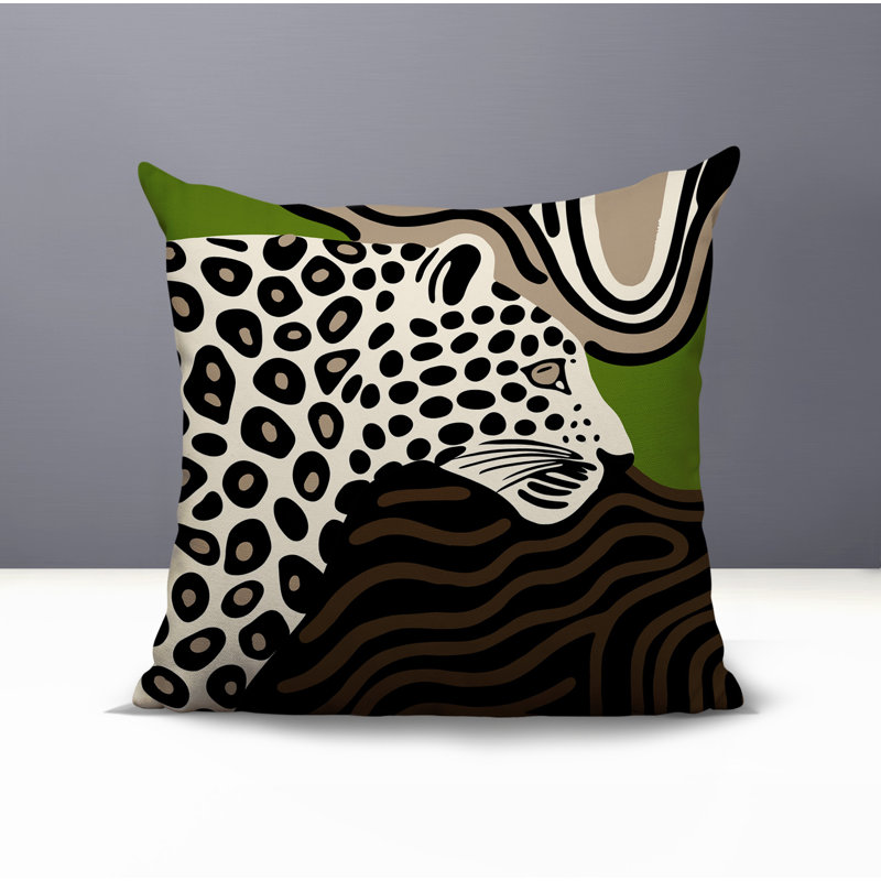 Oreiller carré réversible intérieur / extérieur Shiel Leopard, Carré 20 po, Beige