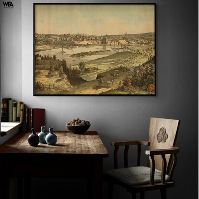 St. Paul-Minnesota 1874, Old Saint Paul Minnesota Poster, St Paul City Print, MN State Decor, Minnesota Poster Print, Rustic Minnesota Art