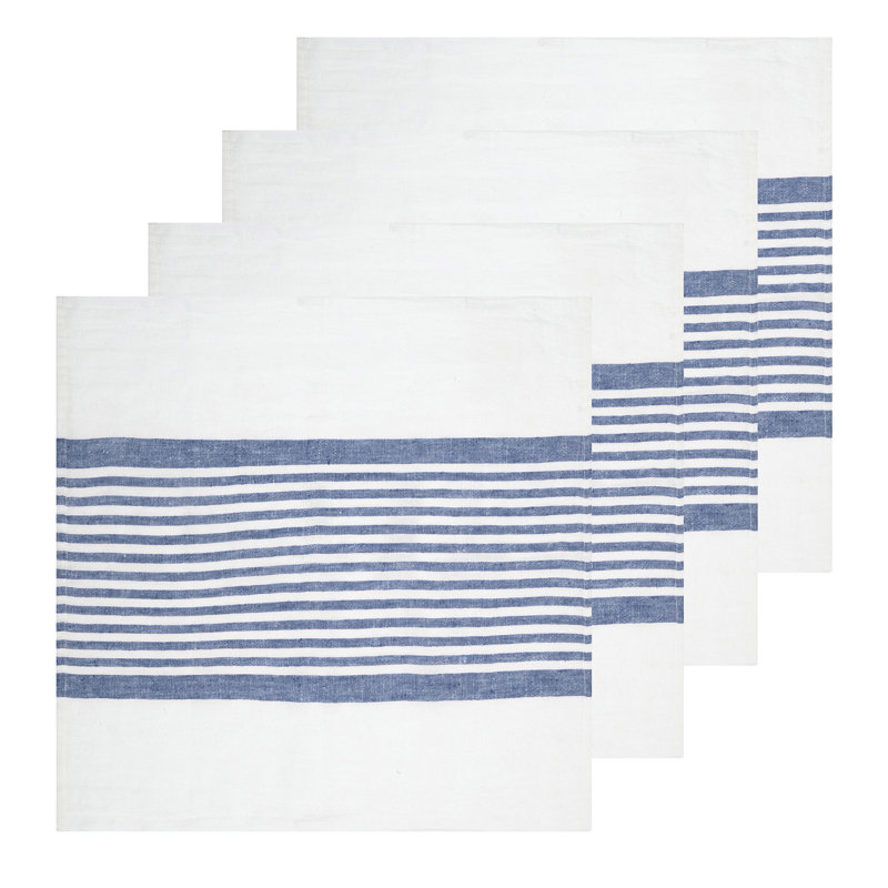 Camargo Striped Square Napkin, White/Blue
