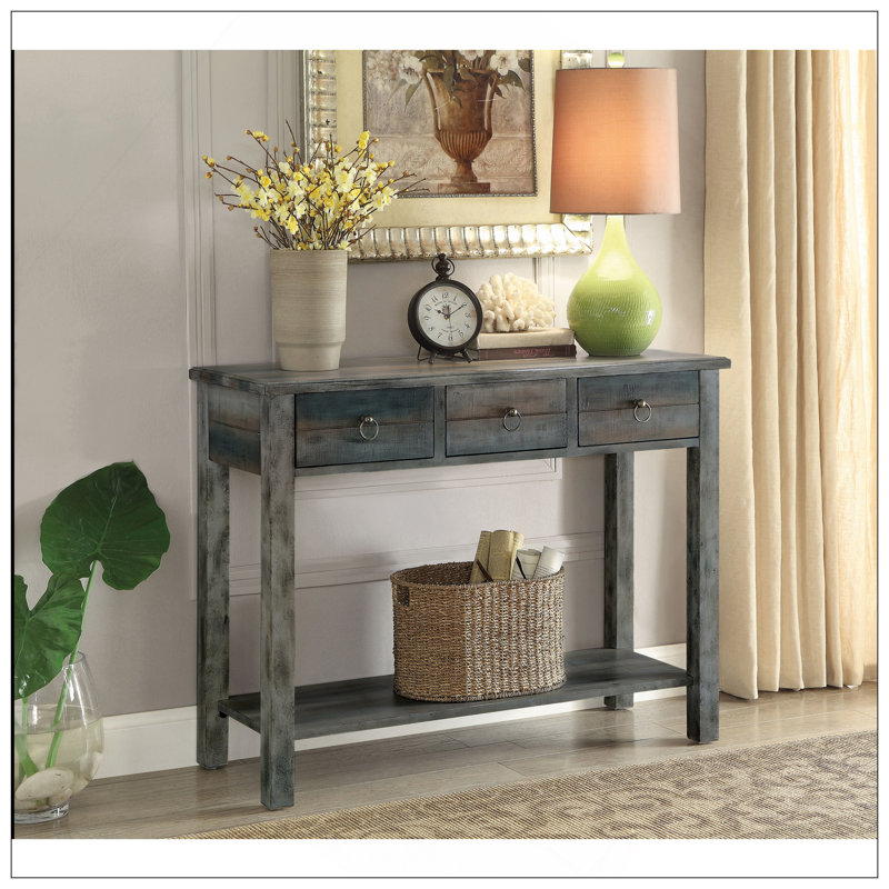 Console gris antique et sarcelle