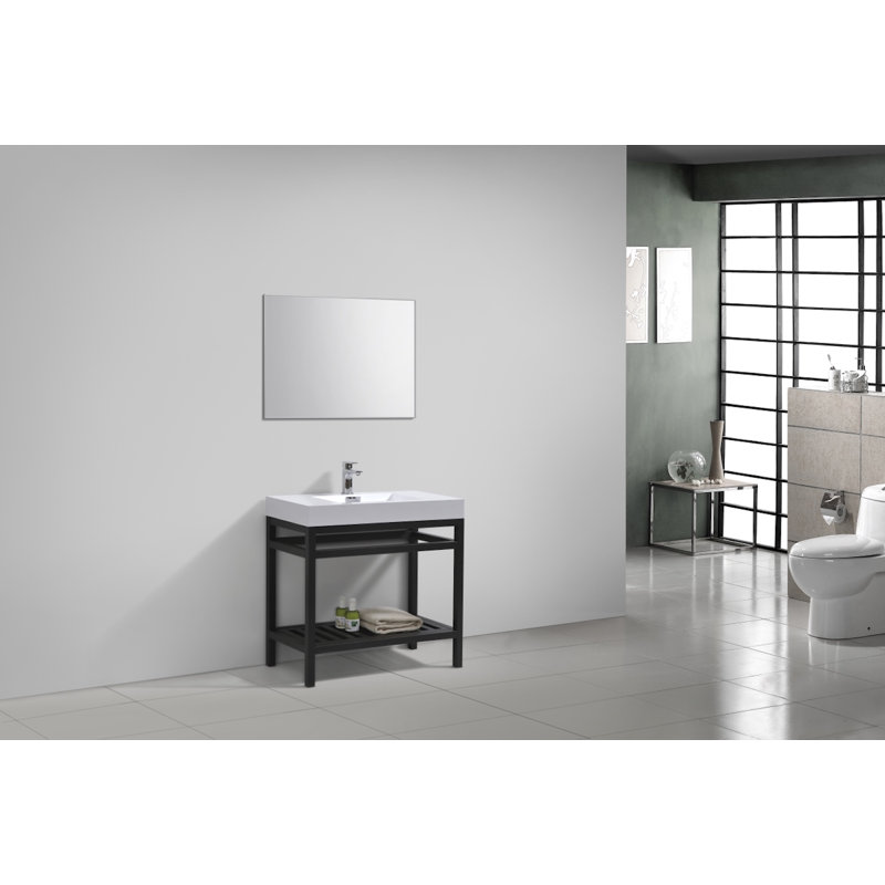 Ensemble de meuble-lavabo simple 36 po Halesowen, Noir mat