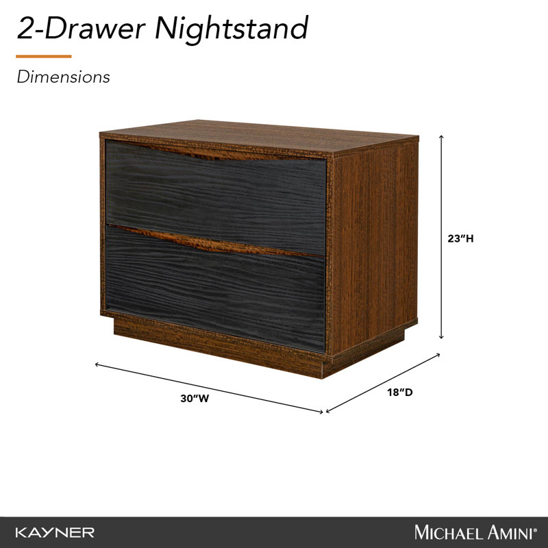Kayner 2-Drawer Nightstand - Charcoal