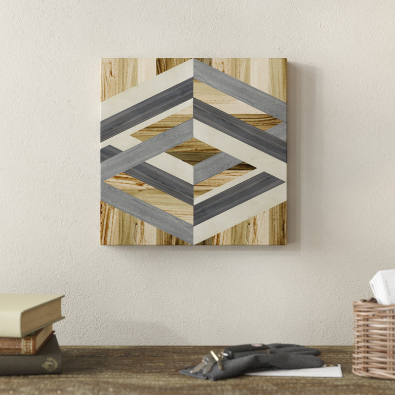 «Geometric Inlay II», peinture sur toile, H 12 po x l 12 po, Toile tendue