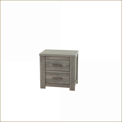 Light Gray Oak Wood Nightstand – Bedroom Storage Side Table