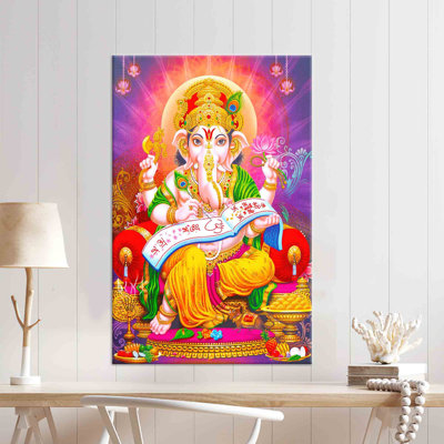Grand art mural 3D du grand seigneur Ganesha - Impression abstraite sur toile pour cadeau de décoration moderne