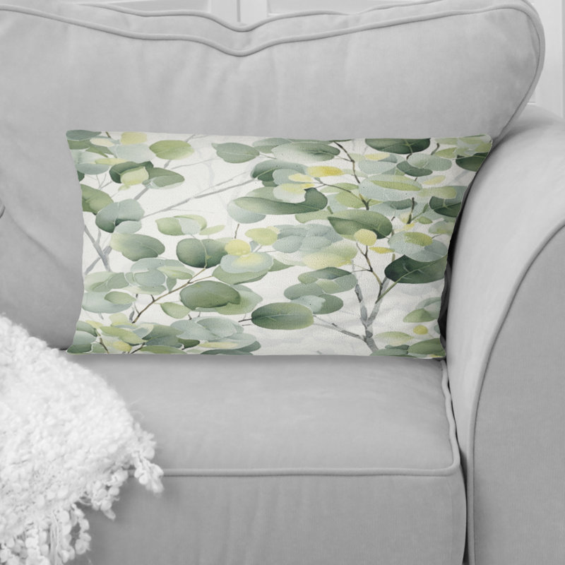 Coussin décoratif blanc blanc vert Minimalisme Eucalyptus Essence IV