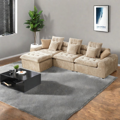Canapé d'angle profond surdimensionné, canapé modulaire moderne en boucle camel pour la maison