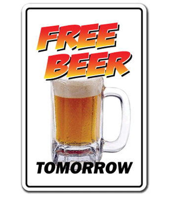 Free Beer Tomorrow Parking Decal
